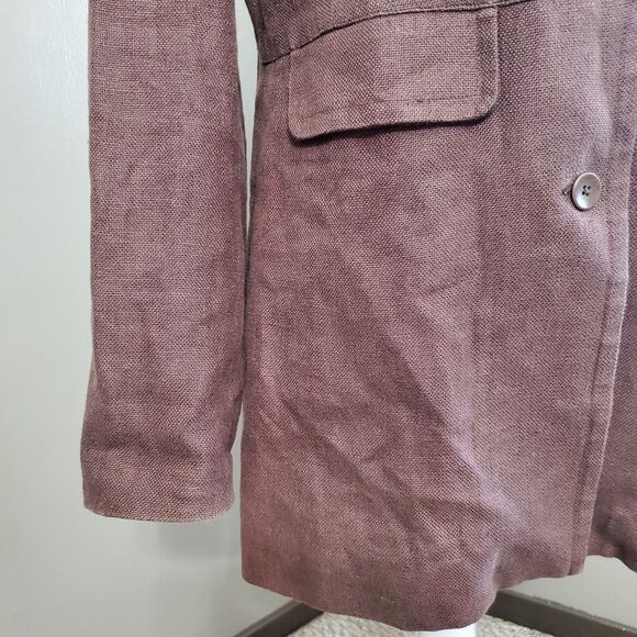 Gap Coat Womens Size 6 Brown Linen Button Up Lightweight Midi Jacket *READ* - Picture 7 of 14